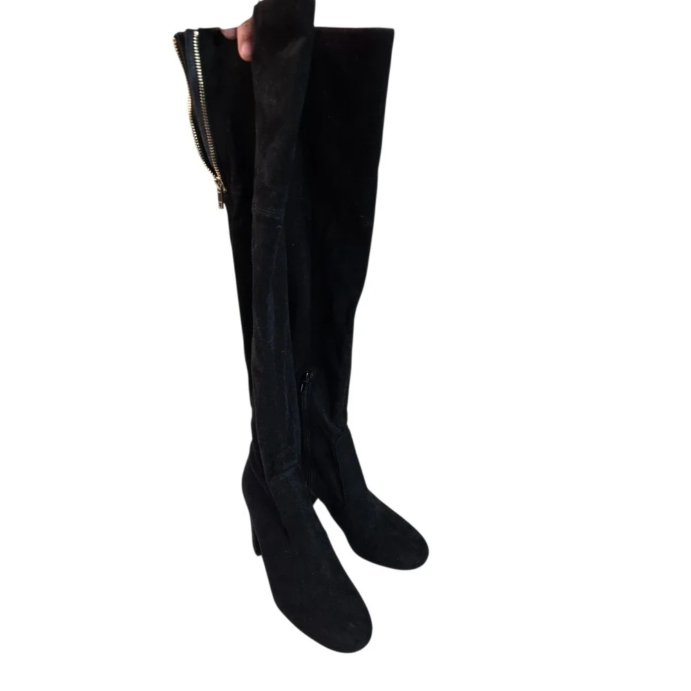 IVANKA TRUMP tall suede Black Over‎ the Knee boots size 7.5  Preowned EUC